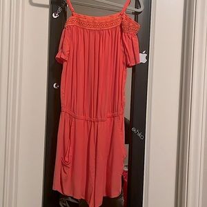 Derek Heart Off the Shoulder Pink Romper